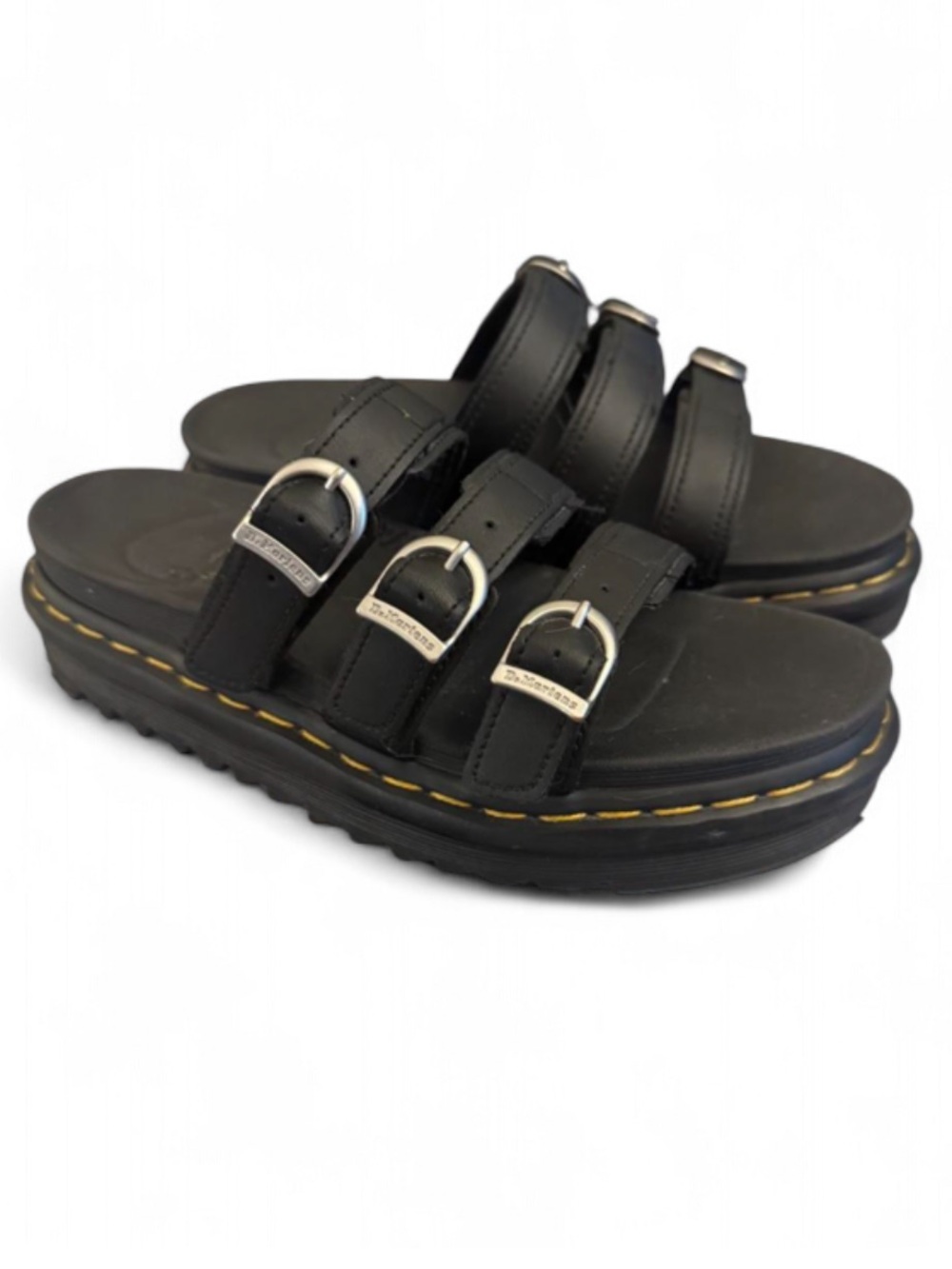 Dr. Martens Blaire Black Triple-Buckle Slide Sandals